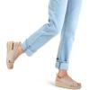 imagemysoft Womens Espadrille Sandals Low Wedge Platform Open Toe Slingback Ankle Strap Criss Cross Slip On Summer ShoesBeige Stripe