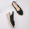 imagemysoft Womens Espadrille Sandals Low Wedge Platform Open Toe Slingback Ankle Strap Criss Cross Slip On Summer ShoesBlack