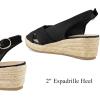 imagemysoft Womens Espadrille Sandals Low Wedge Platform Open Toe Slingback Ankle Strap Criss Cross Slip On Summer ShoesBlack