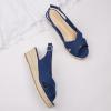 imagemysoft Womens Espadrille Sandals Low Wedge Platform Open Toe Slingback Ankle Strap Criss Cross Slip On Summer ShoesBlue