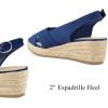 imagemysoft Womens Espadrille Sandals Low Wedge Platform Open Toe Slingback Ankle Strap Criss Cross Slip On Summer ShoesBlue
