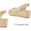 imagemysoft Womens Espadrille Sandals Low Wedge Platform Open Toe Slingback Ankle Strap Criss Cross Slip On Summer ShoesNaturalGold Fabric