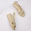 imagemysoft Womens Espadrille Sandals Low Wedge Platform Open Toe Slingback Ankle Strap Criss Cross Slip On Summer ShoesNaturalGold Fabric