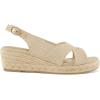 imagemysoft Womens Espadrille Sandals Low Wedge Platform Open Toe Slingback Ankle Strap Criss Cross Slip On Summer ShoesNaturalGold Fabric
