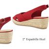 imagemysoft Womens Espadrille Sandals Low Wedge Platform Open Toe Slingback Ankle Strap Criss Cross Slip On Summer ShoesRed