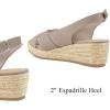 imagemysoft Womens Espadrille Sandals Low Wedge Platform Open Toe Slingback Ankle Strap Criss Cross Slip On Summer ShoesTaupe