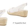 imagemysoft Womens Espadrille Sandals Low Wedge Platform Open Toe Slingback Ankle Strap Criss Cross Slip On Summer ShoesWhite