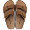 imagemysoft Womens Flat Sandals Cork Footbed Slides 2 Straps Adjustable Buckle Slip On Summer with Comfort ShoesCaramel