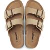 imagemysoft Womens Flat Sandals Cork Footbed Slides 2 Straps Adjustable Buckle Slip On Summer with Comfort ShoesKhaki