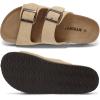 imagemysoft Womens Flat Sandals Cork Footbed Slides 2 Straps Adjustable Buckle Slip On Summer with Comfort ShoesKhaki