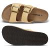 imagemysoft Womens Flat Sandals Cork Footbed Slides 2 Straps Adjustable Buckle Slip On Summer with Comfort ShoesRaffia