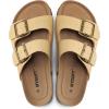 imagemysoft Womens Flat Sandals Cork Footbed Slides 2 Straps Adjustable Buckle Slip On Summer with Comfort ShoesRaffia