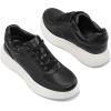 imagemysoft Womens Platform Chunky Sneakers Comfortable Lightweight Fashion Sneaker Casual Walking ShoesBlack Leather
