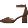 imagemysoft Womens Pointed Toe Low Chunky Heels Closed Toe Ankle Strap Dress Pump Shoes  Available in Wide SizesBrown Suede