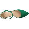 imagemysoft Womens Pointed Toe Low Chunky Heels Closed Toe Ankle Strap Dress Pump Shoes  Available in Wide SizesGreen Suede
