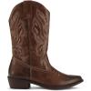 imagemysoft Womens Western Cowboy Boots Embroidered MidCalf Pointed Toe Cowgirl Boot Available for Regular and Wide CalfDark Brown Pu