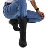 imagemysoft Womens Western Cowboy Boots Embroidered MidCalf Pointed Toe Cowgirl BootBlack