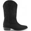 imagemysoft Womens Western Cowboy Boots Embroidered MidCalf Pointed Toe Cowgirl BootBlack