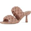imagemysoft Womens Braided Heeled Sandals Square Open Toe Slip On Kitten Heel SandalsNude