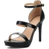 imagemysoft Womens High heel Sandal Open Toe Ankle Strap Platform Dress Pump Shoes for Bride Wedding PartyBlack Pat