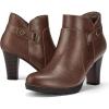 imagemysoft Womens Zipper Booties Chunky Stacked Heel Ankle Boots Buckle Strap AnkleDark Brown