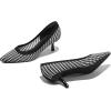 imagemysoft Kitten Heels for Women Low Heel Pumps 2 Inch Closed Toe Wedding Dress ShoesBlack  White