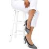 imagemysoft Kitten Heels for Women Low Heel Pumps 2 Inch Closed Toe Wedding Dress ShoesBlack  White