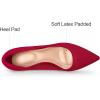 imagemysoft Kitten Heels for Women Low Heel Pumps 2 Inch Closed Toe Wedding Dress ShoesRed Knitting