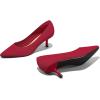 imagemysoft Kitten Heels for Women Low Heel Pumps 2 Inch Closed Toe Wedding Dress ShoesRed Knitting