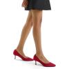 imagemysoft Kitten Heels for Women Low Heel Pumps 2 Inch Closed Toe Wedding Dress ShoesRed Knitting