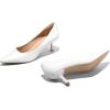 imagemysoft Kitten Heels for Women Low Heel Pumps 2 Inch Closed Toe Wedding Dress ShoesWhite Pu