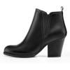 imagemysoft Womens Ankle Boots V Cut Side Elastic Panel Stacked Chunky Heel Booties with Side ZipperBlack Pu