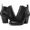 imagemysoft Womens Ankle Boots V Cut Side Elastic Panel Stacked Chunky Heel Booties with Side ZipperBlack Pu