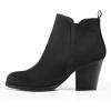 imagemysoft Womens Ankle Boots V Cut Side Elastic Panel Stacked Chunky Heel Booties with Side ZipperBlack Suede