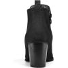 imagemysoft Womens Ankle Boots V Cut Side Elastic Panel Stacked Chunky Heel Booties with Side ZipperBlack Suede