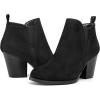 imagemysoft Womens Ankle Boots V Cut Side Elastic Panel Stacked Chunky Heel Booties with Side ZipperBlack Suede