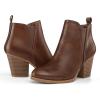 imagemysoft Womens Ankle Boots V Cut Side Elastic Panel Stacked Chunky Heel Booties with Side ZipperBrown