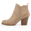 imagemysoft Womens Ankle Boots V Cut Side Elastic Panel Stacked Chunky Heel Booties with Side ZipperLight Brown