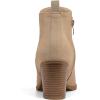 imagemysoft Womens Ankle Boots V Cut Side Elastic Panel Stacked Chunky Heel Booties with Side ZipperLight Brown