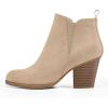 imagemysoft Womens Ankle Boots V Cut Side Elastic Panel Stacked Chunky Heel Booties with Side ZipperNude