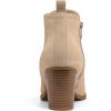 imagemysoft Womens Ankle Boots V Cut Side Elastic Panel Stacked Chunky Heel Booties with Side ZipperNude