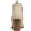 imagemysoft Womens Ankle Boots V Cut Side Elastic Panel Stacked Chunky Heel Booties with Side ZipperOffwhite