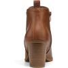 imagemysoft Womens Ankle Boots V Cut Side Elastic Panel Stacked Chunky Heel Booties with Side ZipperTan Pu