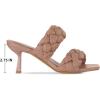 imagemysoft Womens Braided Heeled Sandals Square Open Toe Slip On Kitten Heel SandalsNude