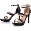 imagemysoft Womens High heel Sandal Open Toe Ankle Strap Platform Dress Pump Shoes for Bride Wedding PartyBlack Pat