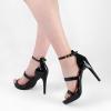 imagemysoft Womens High heel Sandal Open Toe Ankle Strap Platform Dress Pump Shoes for Bride Wedding PartyBlack Pat