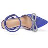 imagemysoft Womens Rhinestone Bow Pumps Wedding Dress Shoes Pointed Toe Ankle Strap Kitten HeelsRoyal Blue