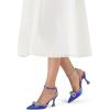 imagemysoft Womens Rhinestone Bow Pumps Wedding Dress Shoes Pointed Toe Ankle Strap Kitten HeelsRoyal Blue
