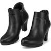 imagemysoft Womens Zipper Booties Chunky Stacked Heel Ankle Boots Buckle Strap AnkleBlack Pu