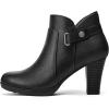 imagemysoft Womens Zipper Booties Chunky Stacked Heel Ankle Boots Buckle Strap AnkleBlack Pu